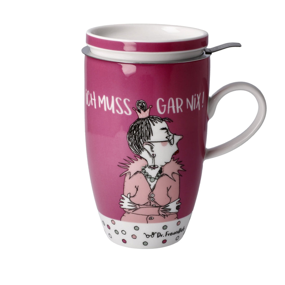 27001251 - Standard - Barbara Freundlieb - Ich muss gar nix - Teetasse mit Deckel und Sieb