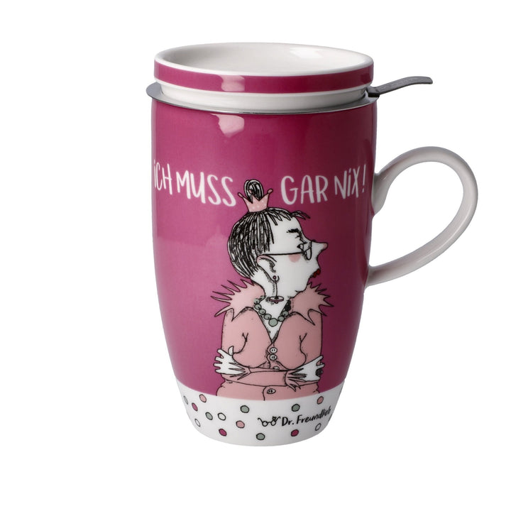 27001251 - Standard - Barbara Freundlieb - Ich muss gar nix - Teetasse mit Deckel und Sieb