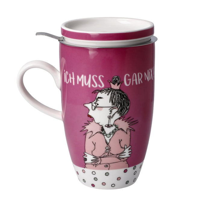 27001251 - Standard - Barbara Freundlieb - Ich muss gar nix - Teetasse mit Deckel und Sieb
