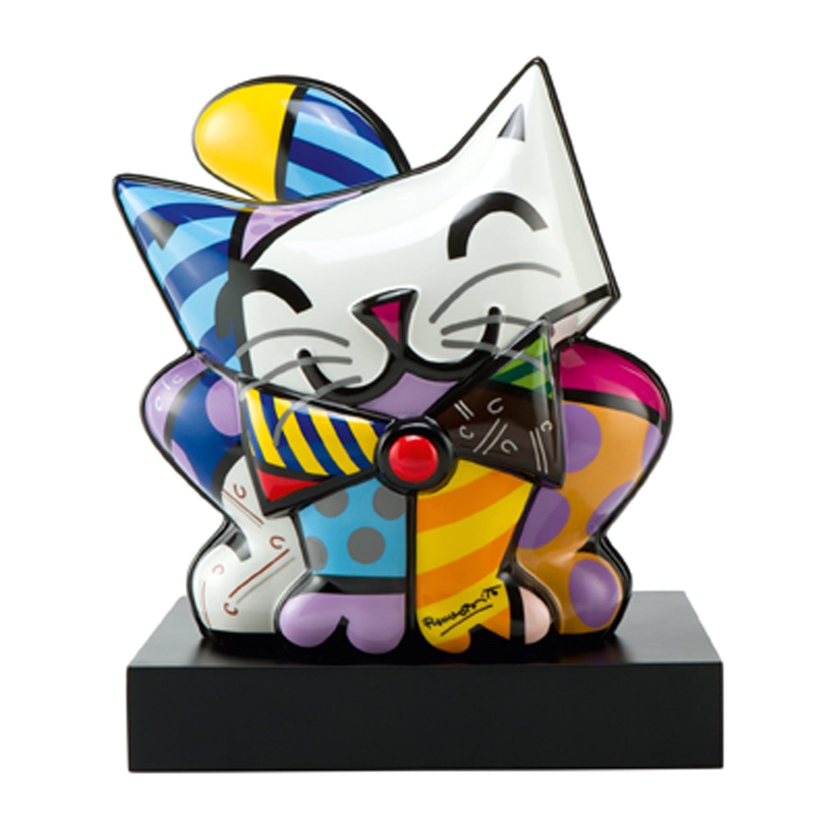 66451030 - Goebel Pop-taide Romero Britto 'Sininen kissa - figuuri'