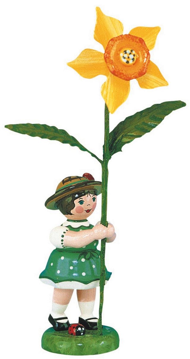 HUB - 307h0002 - Hubrig Volkskunst 'Blumenkinder Mädchen mit Narzisse - 11cm'
