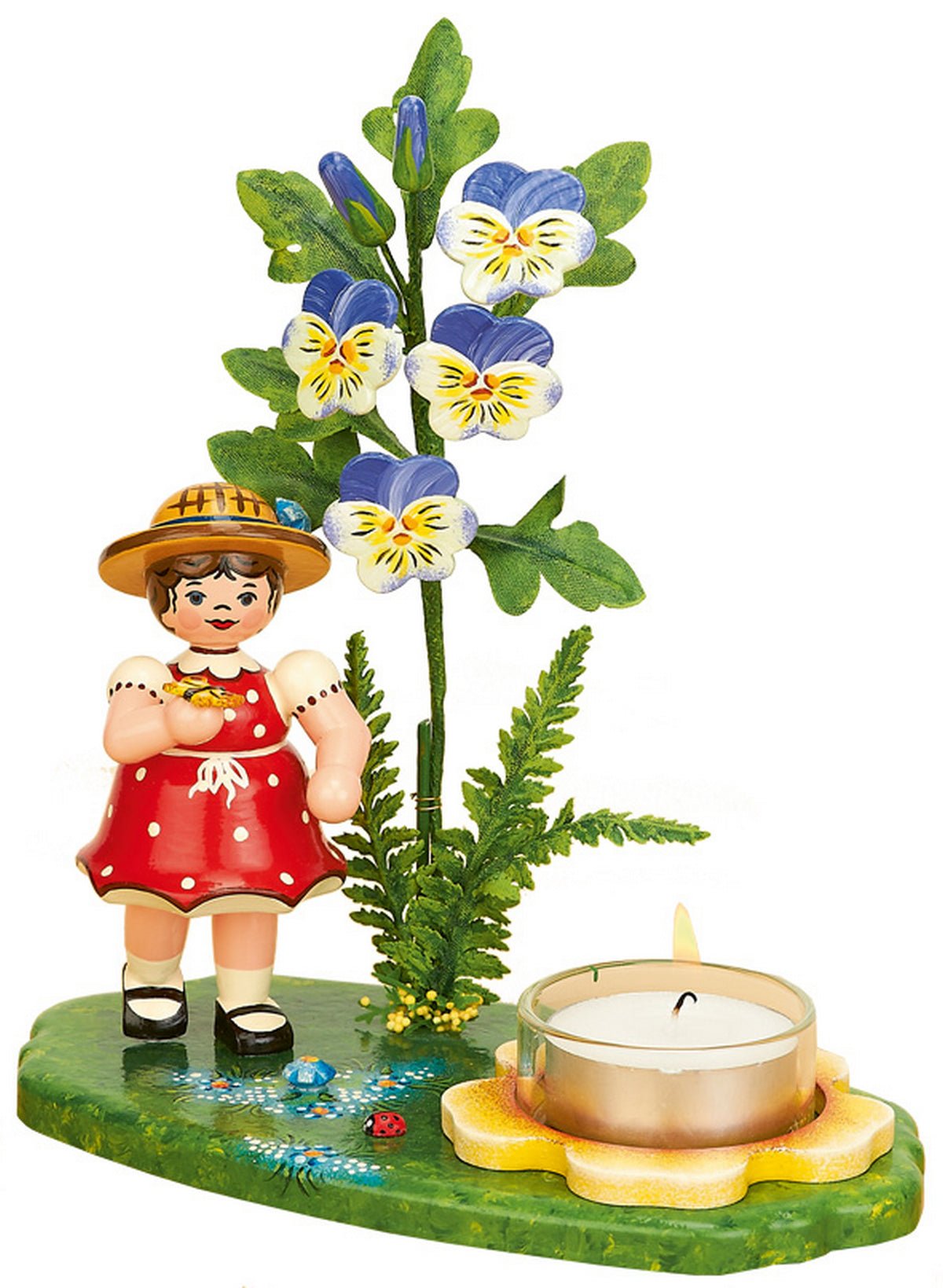 HUB - 307h5501 - Hubrig Volkskunst 'LICHTERHALTER - Mädchen Hornveilchen - 17cm'