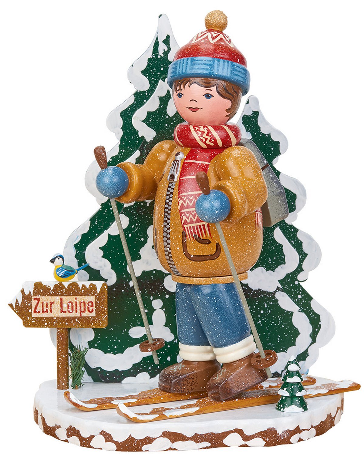 HUB - 105h4004 - Hubrig Volkskunst 'Vinterbarn Rökelseman Snöskovandrare 20 cm'