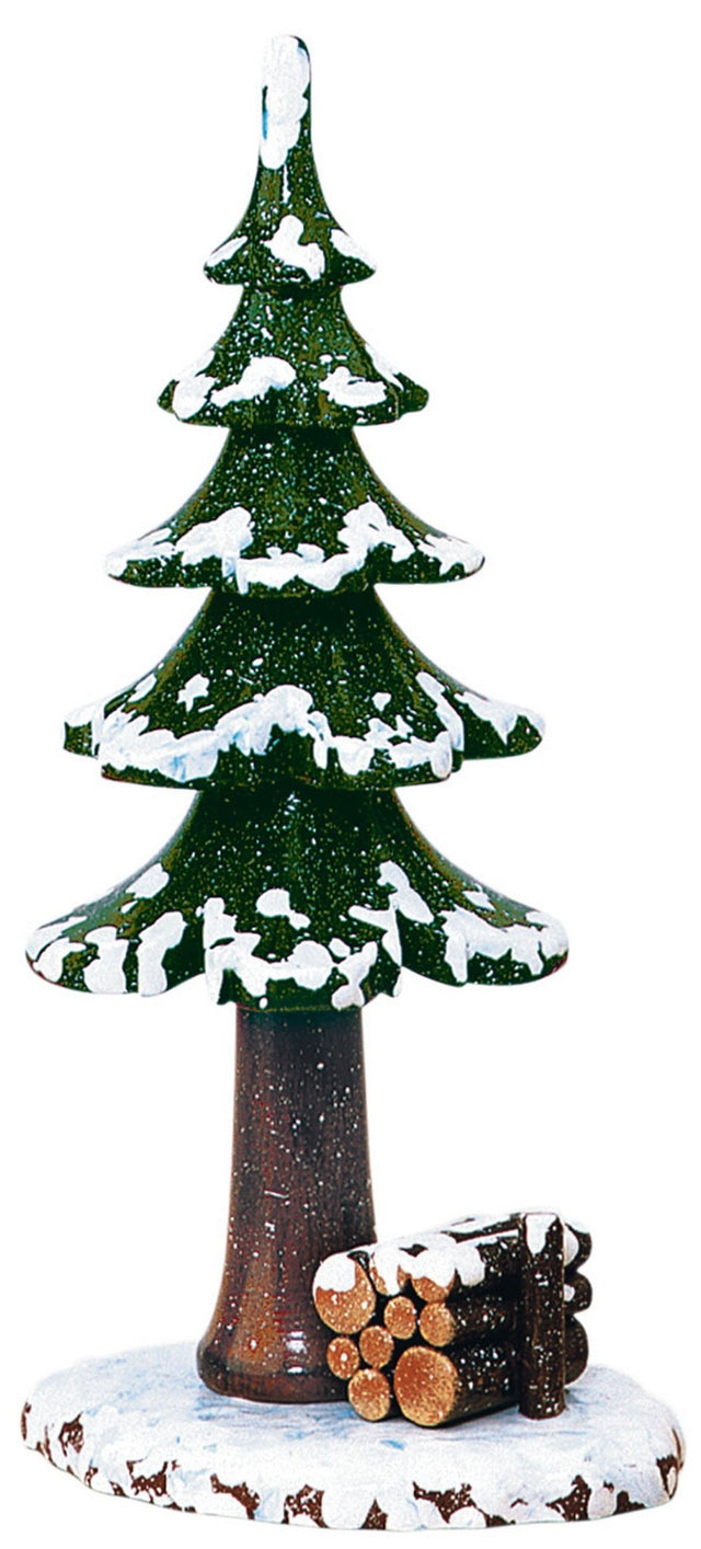 HUB - 110h1012 - Hubrig Volkskunst 'Winterkinder Winterbaum mit Holzstapel 17cm'