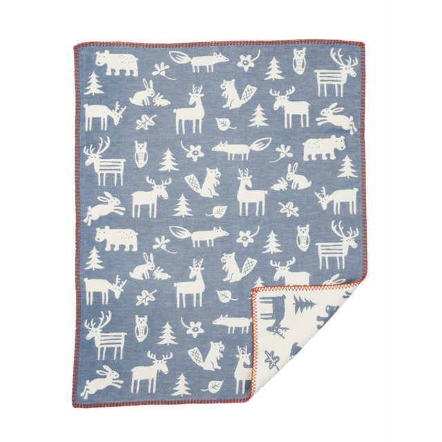 KLI - 261603 - KLIPPAN - 100% Bio - Baumwolldecke Forest blau, 70x90cm