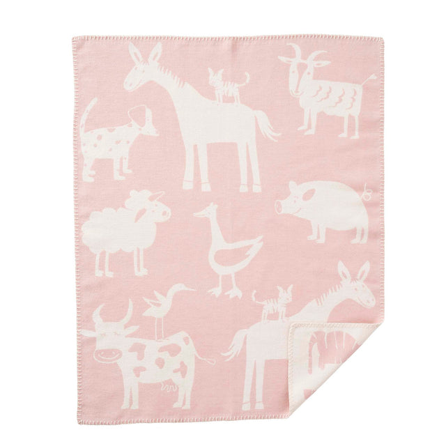 KLI - 262602 - KLIPPAN - Bauernhof rosa, 70x90 cm, gewebte Baumwolldecke