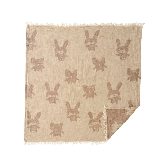 KLI - 272603 - KLIPPAN - Hase & Bär, gewebte Baumwolldecke, 75x90cm