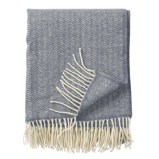 KLI - 211901 - KLIPPAN - Tippy grey mélange, 25% Kaschmir, 75% Merinowolle gewebt Decke, 180x130cm