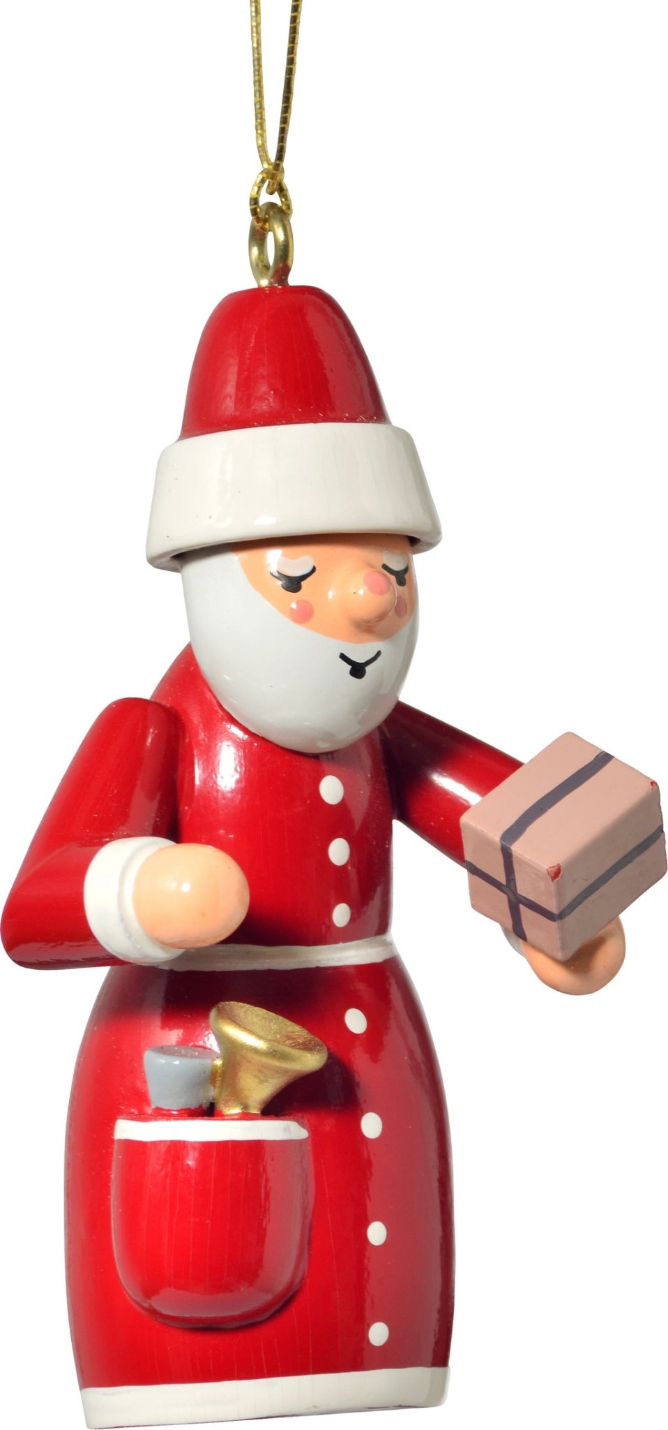 KWO - 81804 - KWO - Baumbehang Weihnachtsmann mit Geschenk, Holzkunst, 7cm