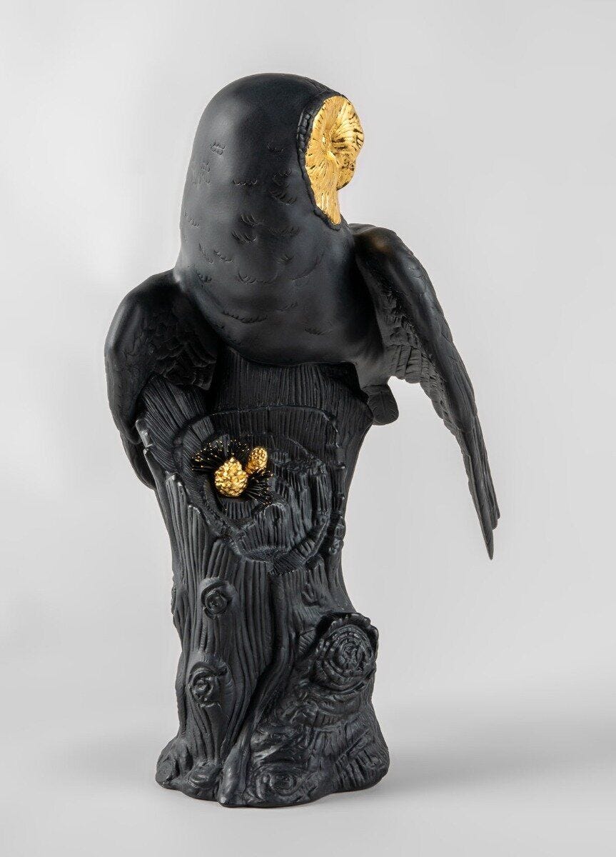 010 - 09692 - LLADRO® Figur Owl - Eule schwarz - gold 41x25x22cm 01009692 2023 limitiert