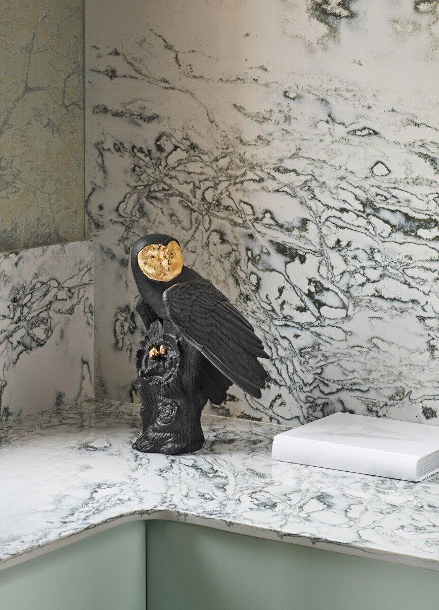 010 - 09692 - LLADRO® Figur Owl - Eule schwarz - gold 41x25x22cm 01009692 2023 limitiert
