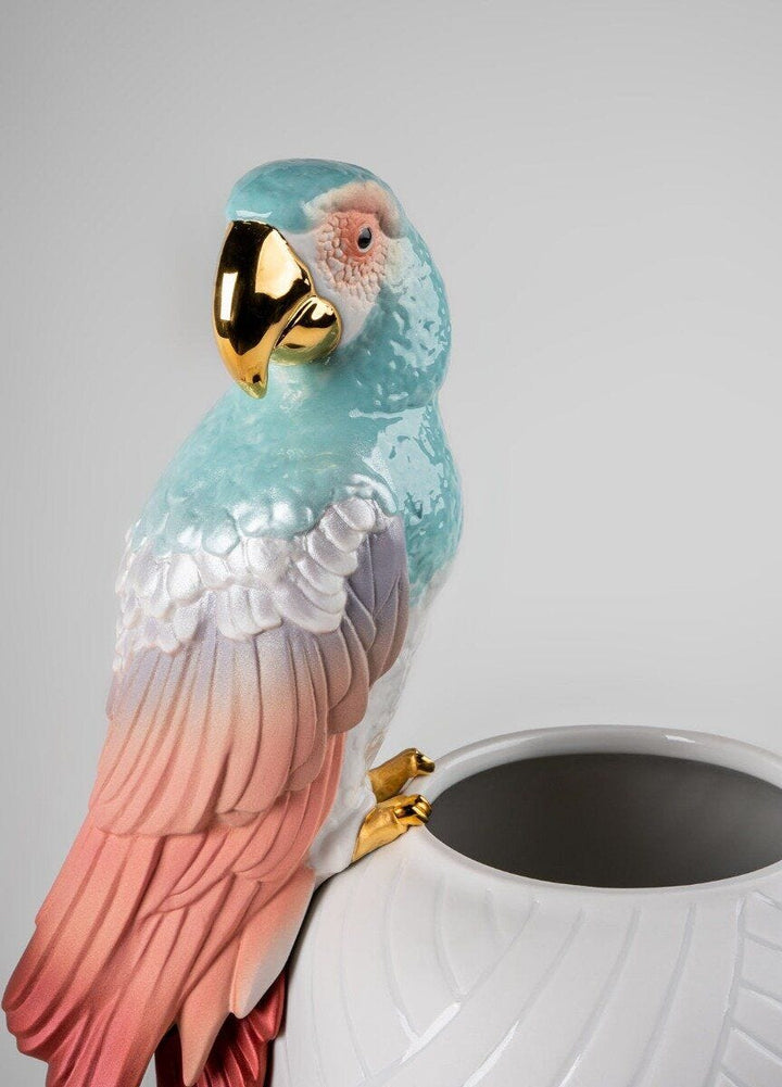 010 - 09686 - LLADRO® Macaw bird vase - Ara mit Vase rot 56x29x24cm 01009686 2023