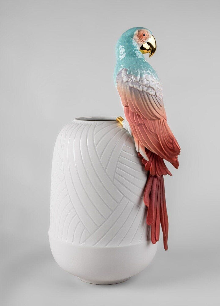 010 - 09686 - LLADRO® Macaw bird vase - Ara mit Vase rot 56x29x24cm 01009686 2023