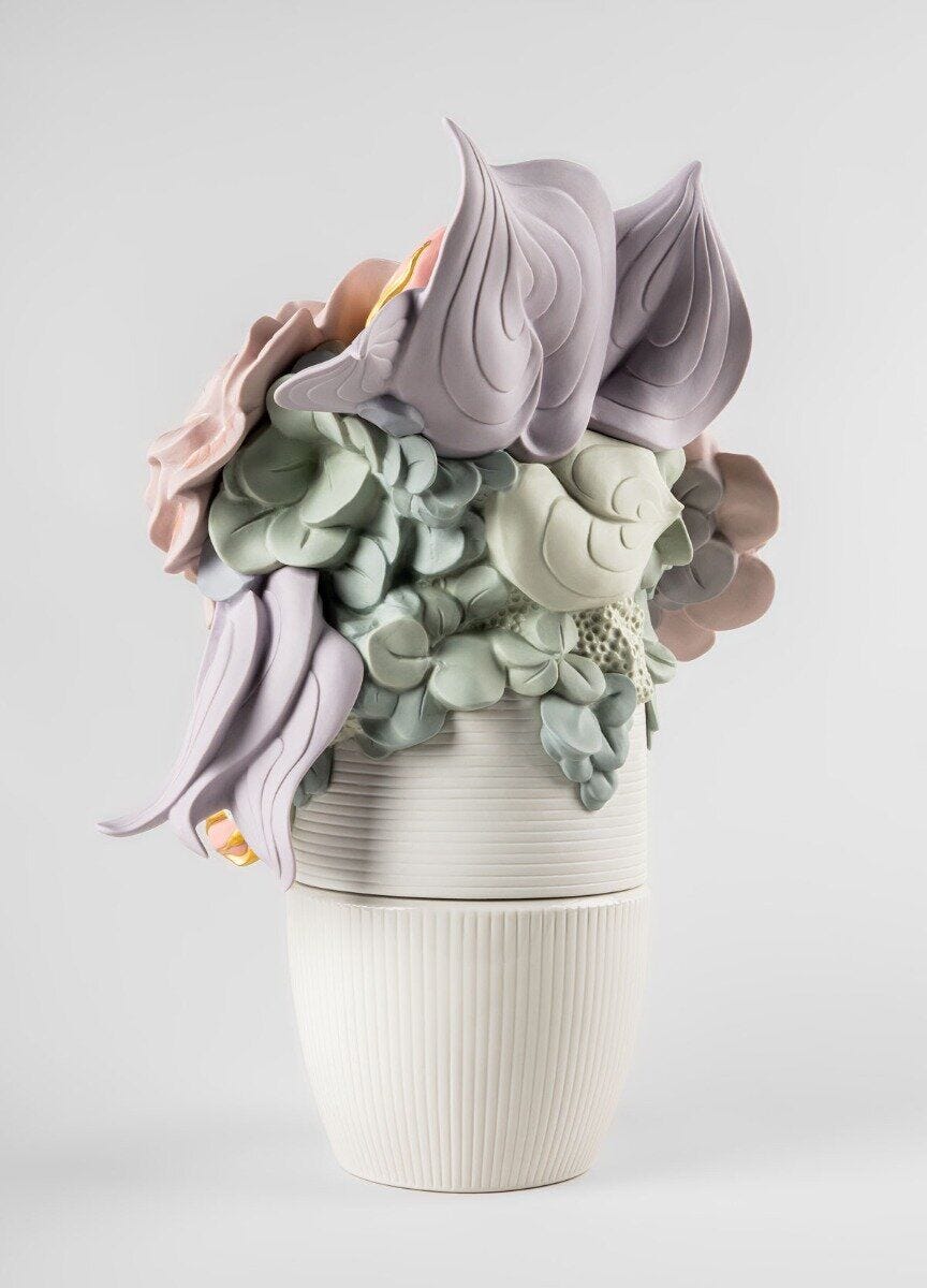 010 - 09696 - LLADRO® Vase mit Blumen - Vase with Flowers pink 44x33x30cm 01009696 2023