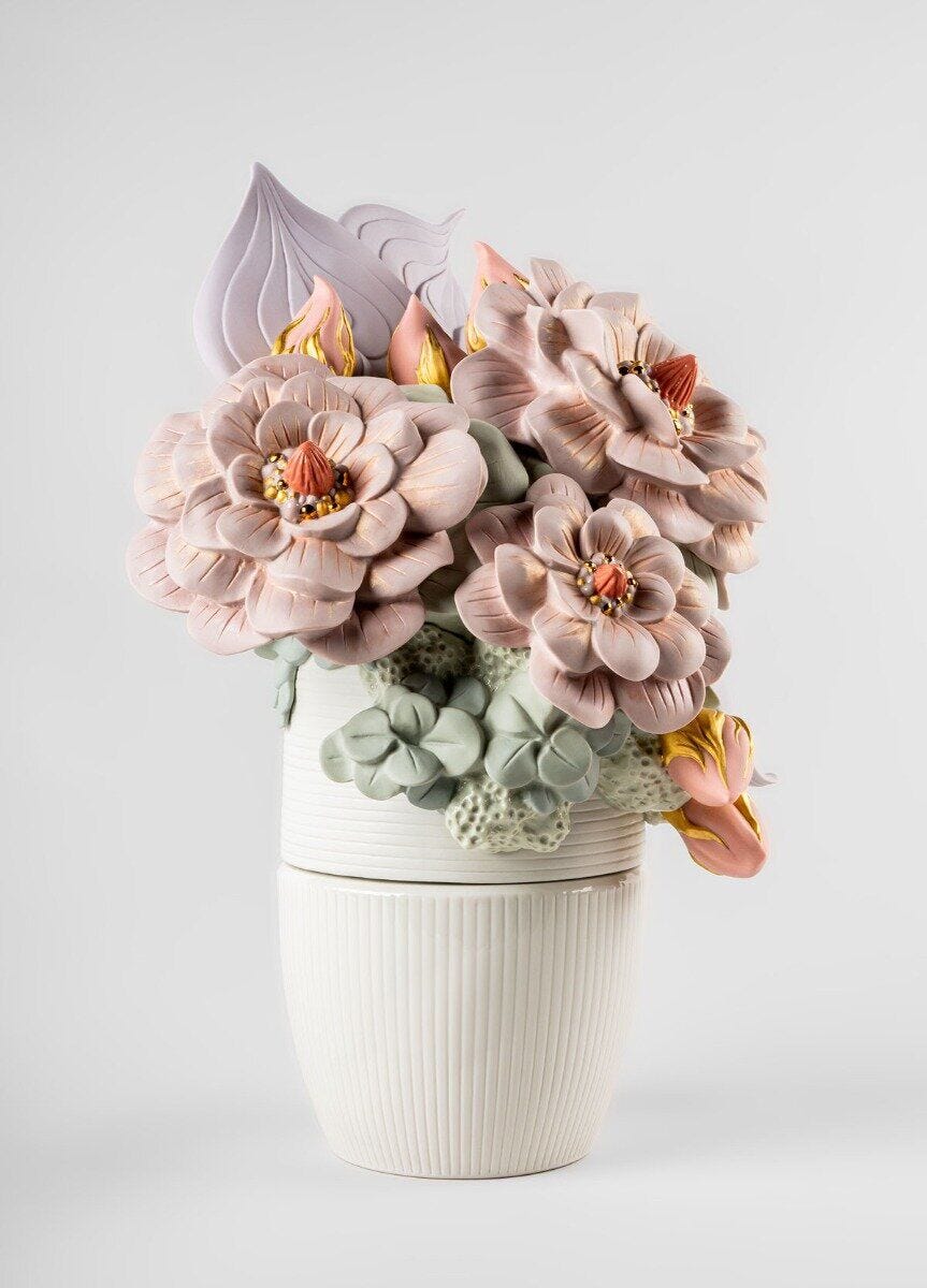 010 - 09696 - LLADRO® Vase mit Blumen - Vase with Flowers pink 44x33x30cm 01009696 2023