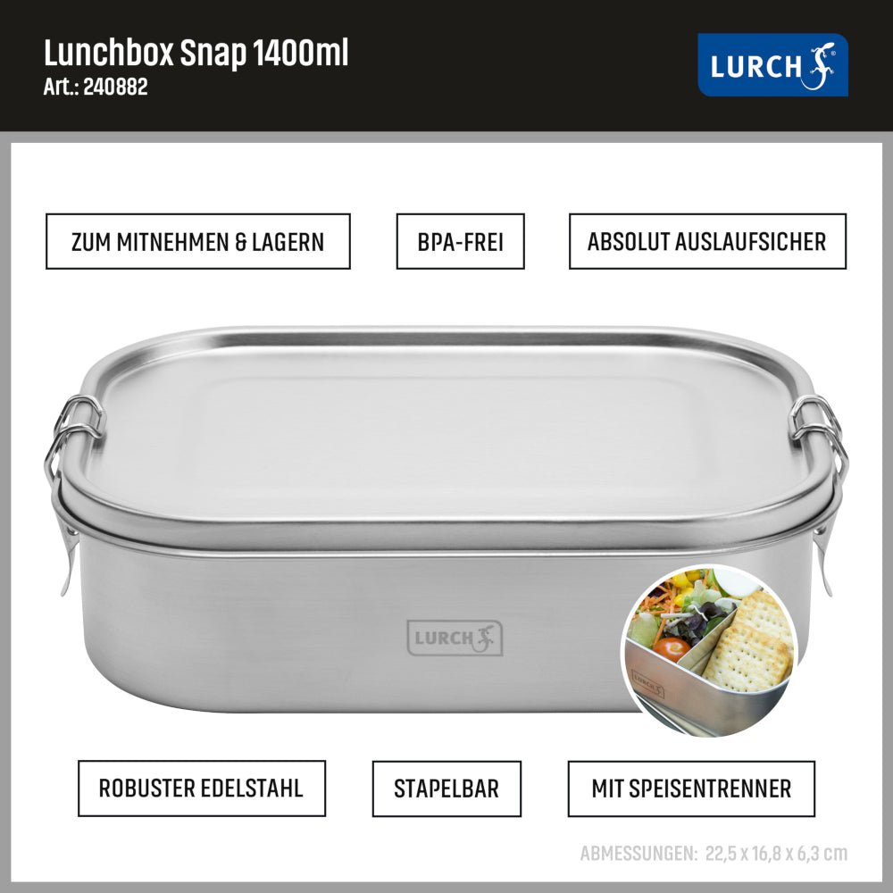 LU - 00240882 - Lurch, Lunchbox Snap Edelstahl, 1400 ml
