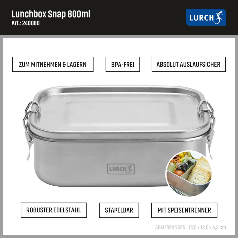 LU - 00240880 - Lurch, Lunchbox Snap Edelstahl, 800 ml
