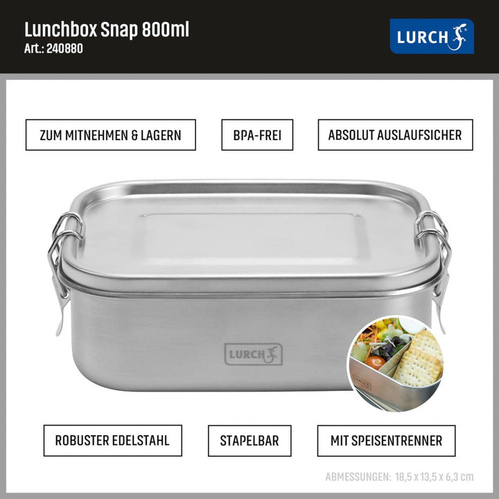 LU - 00240880 - Lurch, Lunchbox Snap Edelstahl, 800 ml