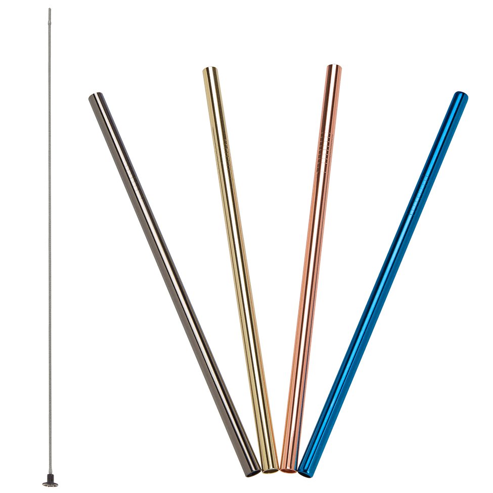 LUR - 240991 - Lurch, Trinkhalme EDS gerade 21,5cm 4 Farben inkl. Reinigungsbürste