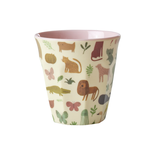 ri - KICUP - SWJUNSI - rice - Kindertasse mit süßem Dschungeldruck - Rosa - klein, 160ml
