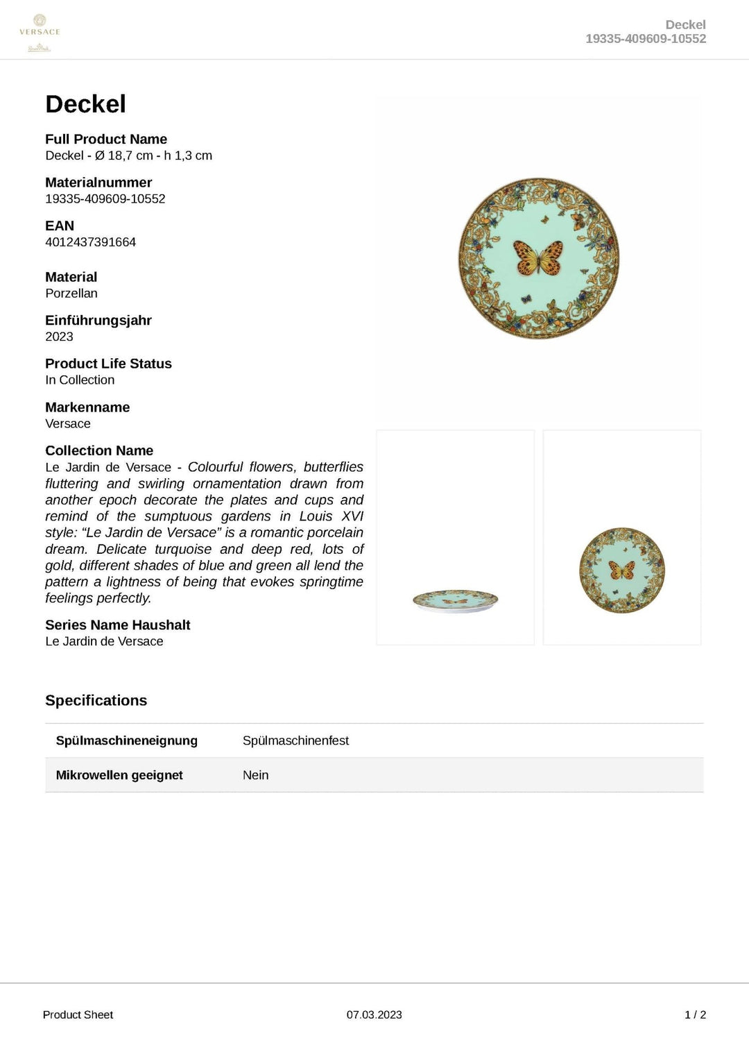 19335 - 409609 - 10552 - Rosenthal Versace - Le jardin de Versace &