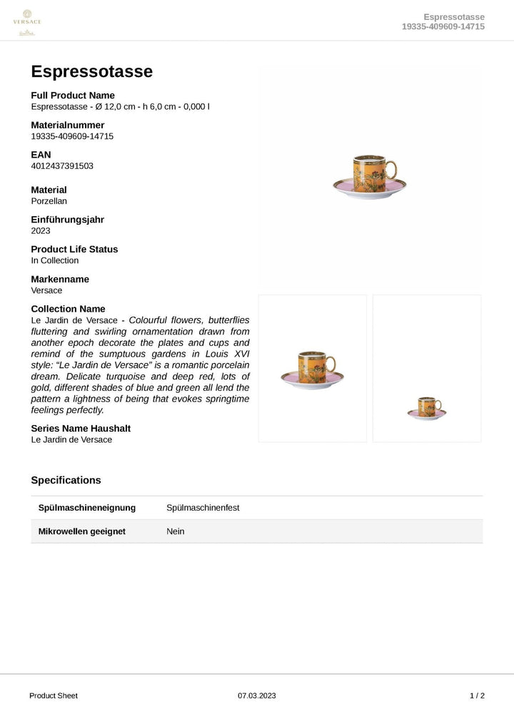 19335 - 409609 - 14715 - Rosenthal Versace - Le jardin de Versace &