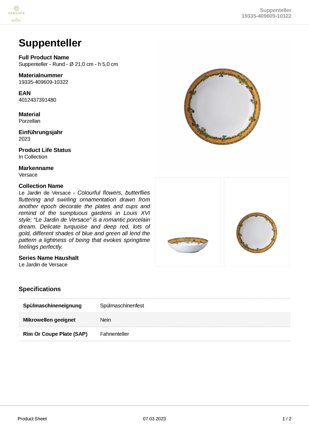 19335 - 409609 - 10322 - Rosenthal Versace - Le jardin de Versace &