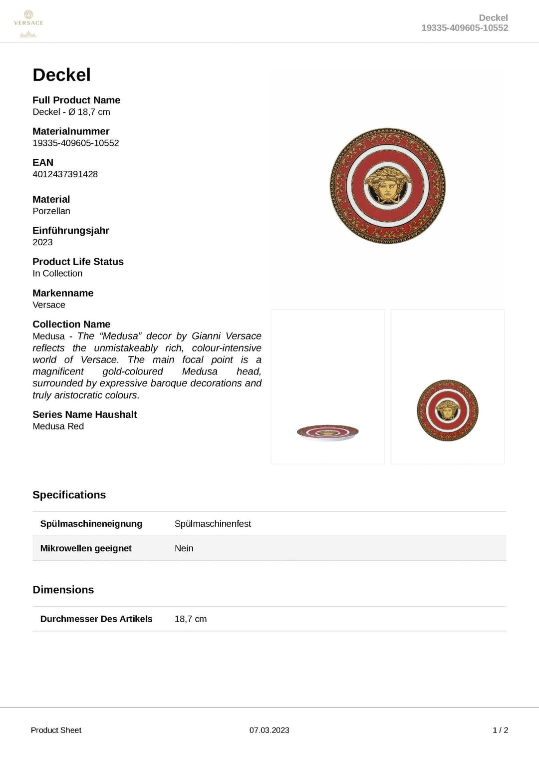 19335 - 409605 - 10552 - Rosenthal Versace - Medusa &
