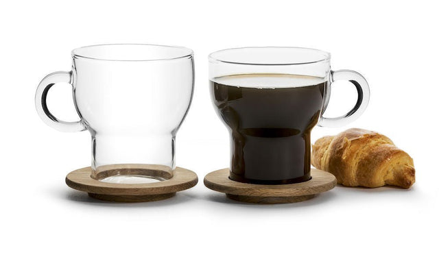 Sag5017746 - Sagaform Nature 'Oak Glastassen mit Holzuntersetzer, 2er - Set'