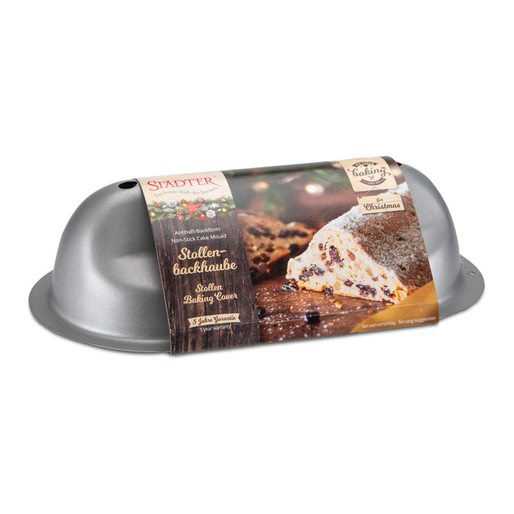 ST - 661462 - Städter, Stollenbackhaube Metall Silber, 23 x 12 cm / H 6,5 cm, We love Baking&