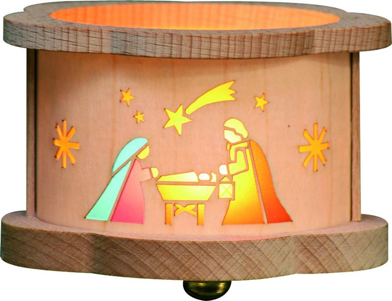 RGL - 4388 - Teelichtlaterne aus Holz, Christi Geburt, Glässer Volkskunst, 5,5cm
