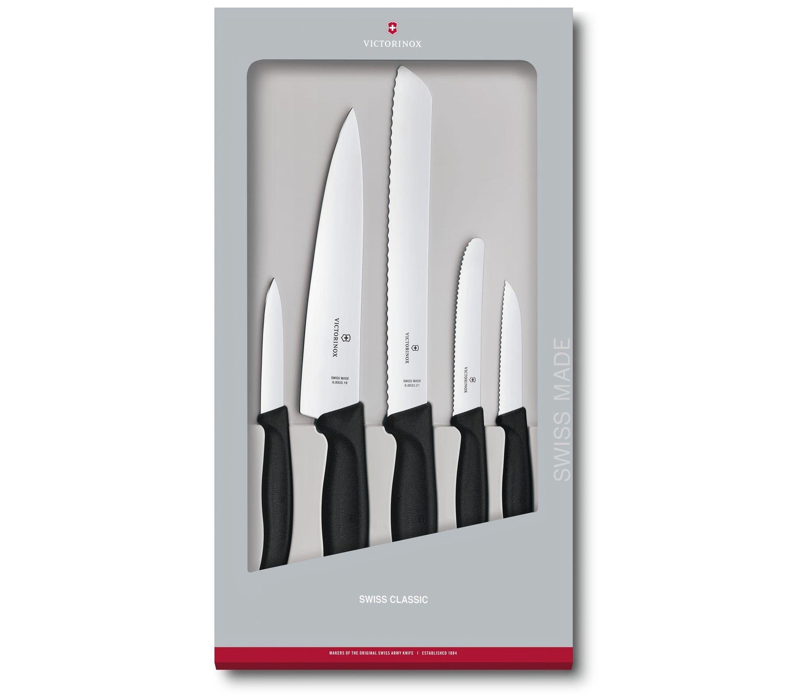 VX6.7133.5G - Victorinox, Swiss Classic Küchengarnitur 5tlg. schwarz, Geschenkverpackung