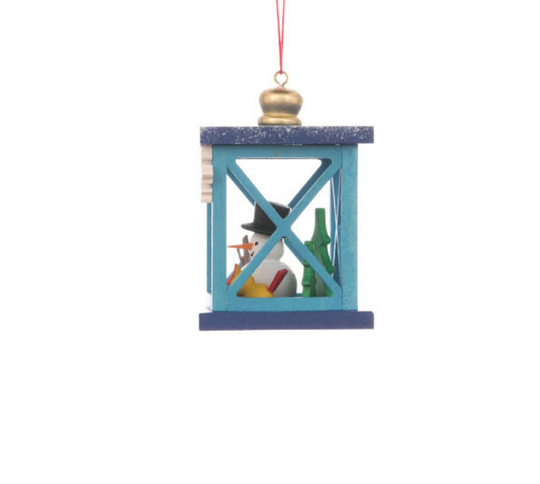 ULB - 100931 - Weihnachtslaterne mit Schneemann, Baumbehang, Ulbricht - 6.8cm&