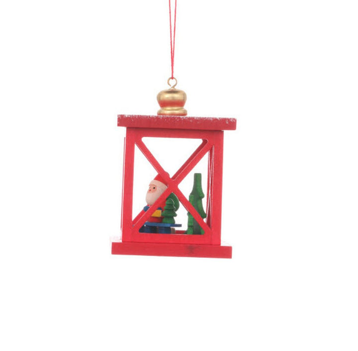 ULB - 100932 - Weihnachtslaterne mit Weihnachtsmann, Baumbehang, Ulbricht - 6.8cm&