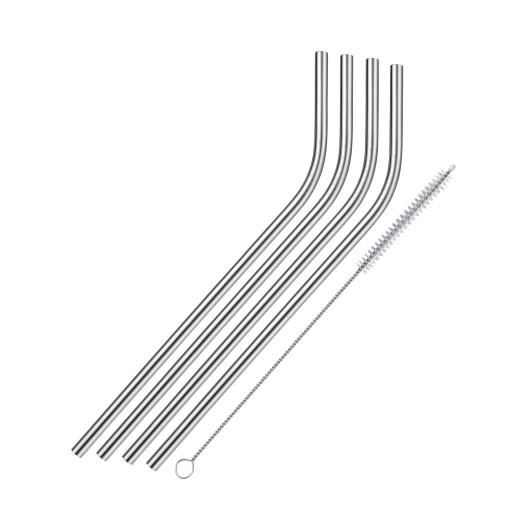 WST - 62742260 - Westmark '4 Trinkhalme "Edelstahl Knick" gebogen + Reinigungsbürstchen'