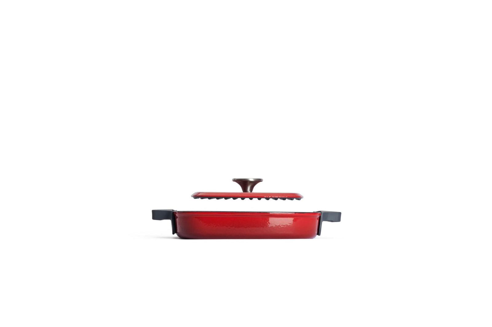 WO624 - 2CI - 010 - WOLL 'Iron Steakpfanne mit Rillen und Steakpresse in Chili Red 24x24 cm, 4,5cm'